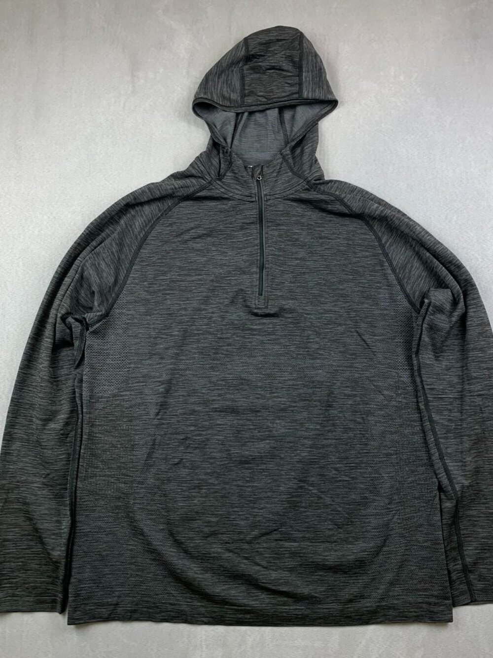 Lululemon Mens Pullover Large Black Heather Metal Vent Tech Hoodie 1/4 Zip
